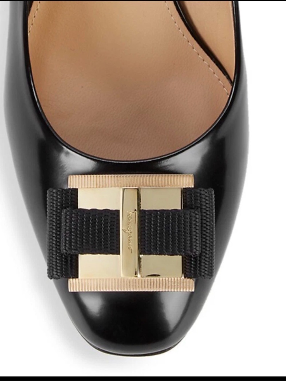 Salvatore Ferragamo Black Vara Bow Leather Pump Black Patent size 8
